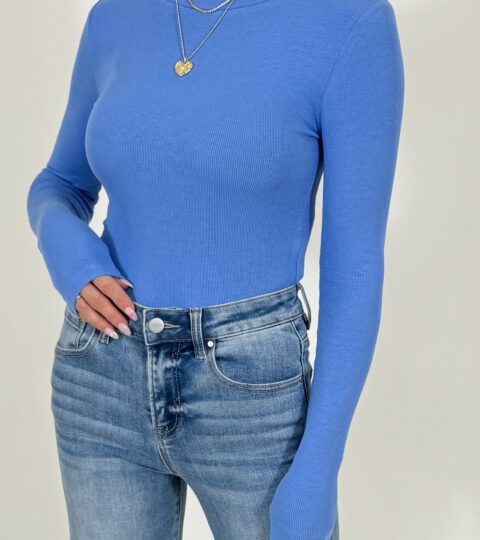 Essential Ribbed Long Sleeve | Sky | +Plus Available