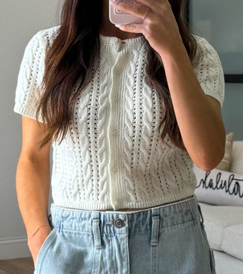 Lala Knit Cropped Top | Ivory