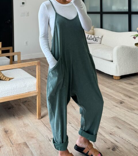 Owen Mineral Wash Jumpsuit | Eucalyptus