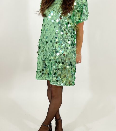 Brighten The Night Sequin Dress | Lime