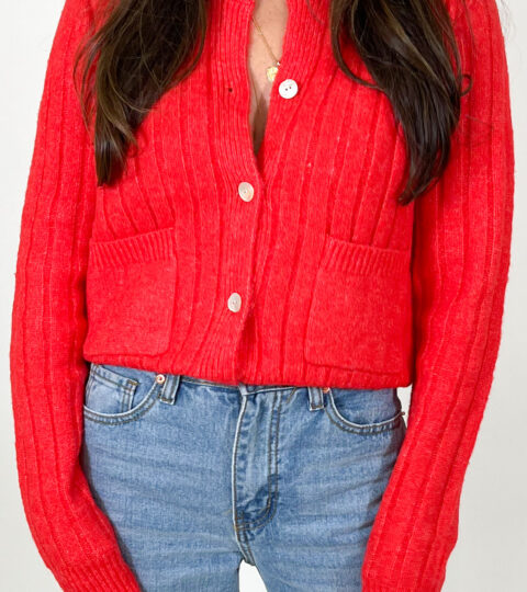 Noelle Button Sweater | Red