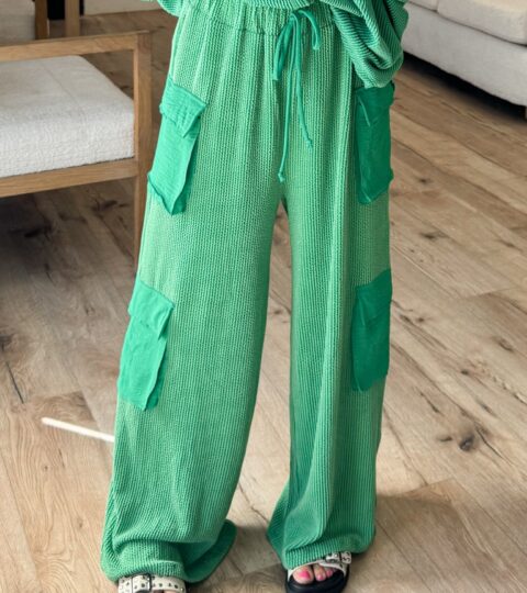 Keeley Wide-Leg Cargo Pants | Kelly Green