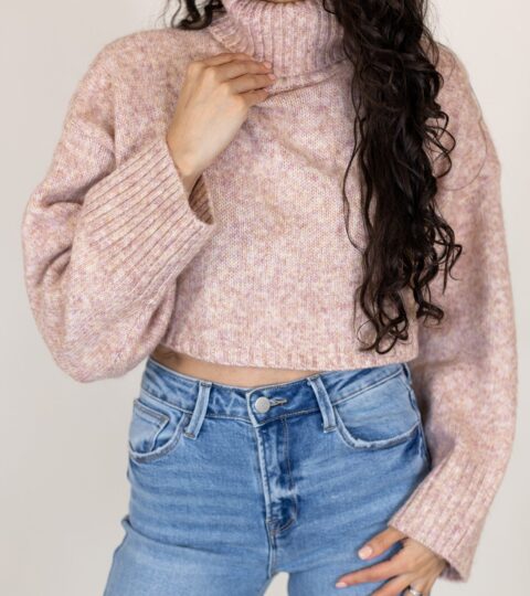 Remy Crop Turtleneck Sweater | Mauve