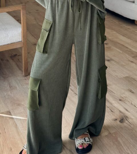 Keeley Wide-Leg Cargo Pants | Olive