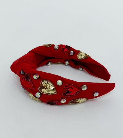 Red + Gold Sequin Headband | Red