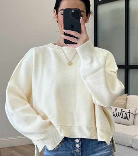 Tenth Street Crop Sweater | Cream | +Plus Available