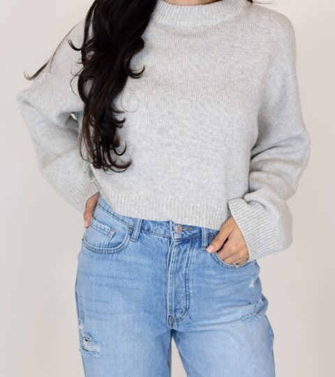 Emma Cropped Sweater | Heather Grey