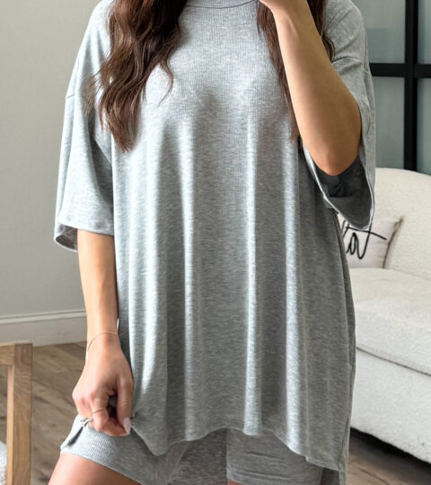 Novi Ribbed Tee + Shorts Set | Grey | +Plus Available | RESTOCK