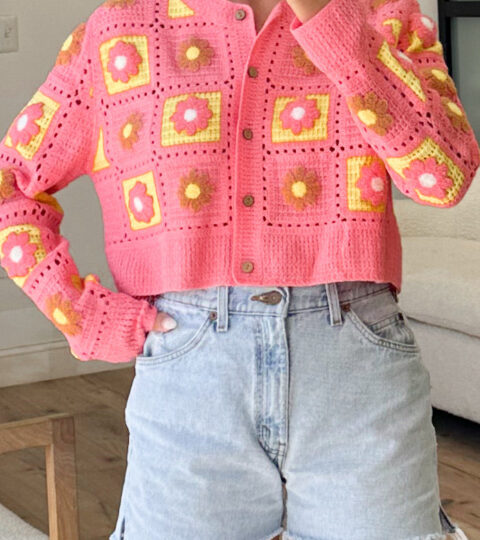 Janie Crochet Knit Cardigan | Pink Lemonade