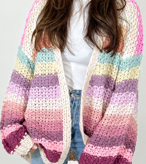 Chunky Stripe Cardigan | Pastel