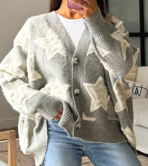 Stormi Star Oversized Cardigan | Grey