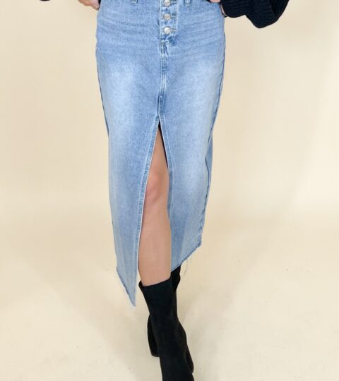 Riems Denim Front Slit Skirt