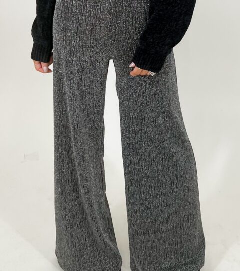 Shimmery Metallic Wide Leg Pants