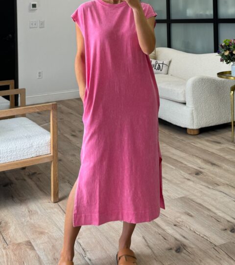 On The Go Midi Dress | Hot Pink