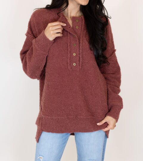 Kimora Henley Sweater | Raspberry