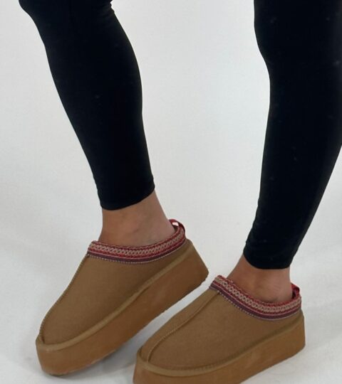 Tazza Platform Slide | Tan | RESTOCK