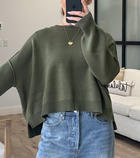 Tenth Street Crop Sweater | Olive | +Plus Available