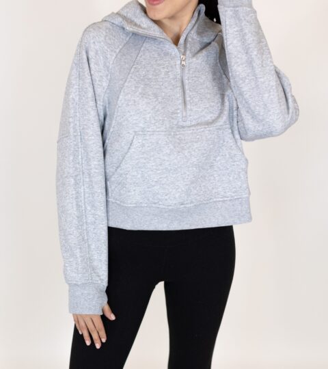 Rise Quarter Zip Hoodie | Heather Grey | +Plus Available