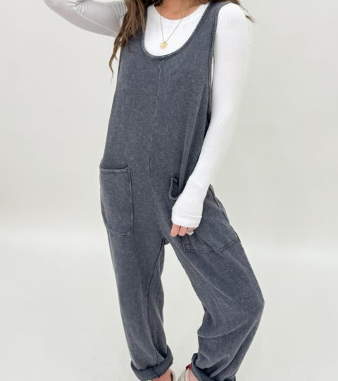 Duncan Casual Jumpsuit | Washed Black | +Plus Available