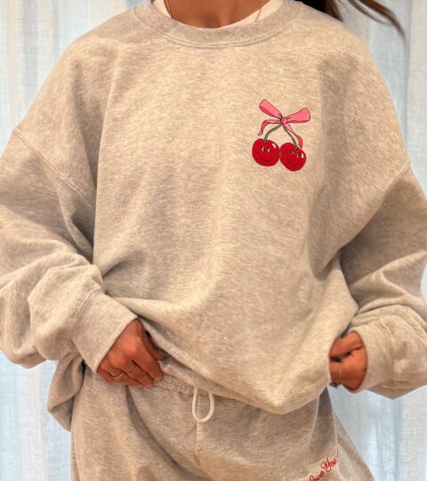 “Love You More” Cherries Graphic Pullover | +Plus Available