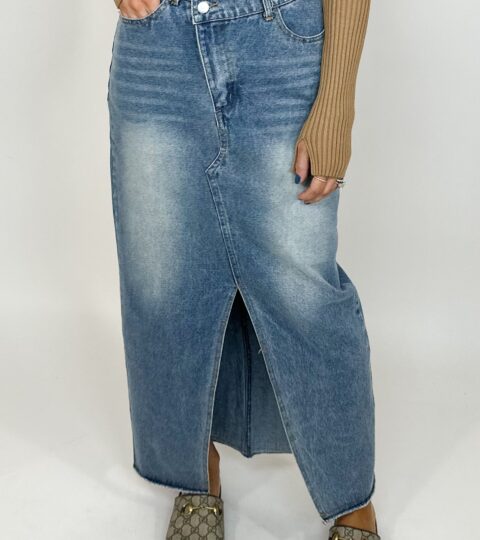 Crossover Denim Maxi Skirt | FINAL SALE