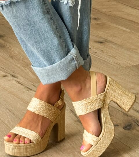 Platform Raffia Heel