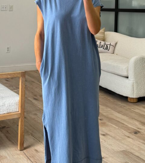 On The Go Midi Dress | Dusty Blue