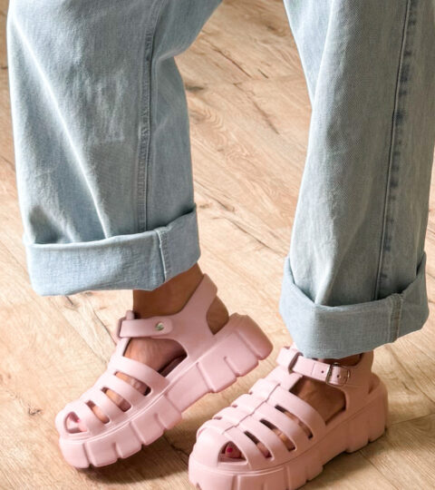 Rubber Platform Sandals | Pale Pink