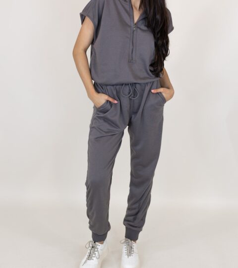 Trainer Hooded Jumpsuit | Grey | +Plus Available