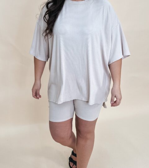 Novi Ribbed Tee + Shorts Set | Bone | +Plus Available