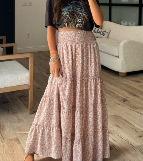 Jasmine Smocked Maxi Skirt | Dusty Pink | +Plus Available