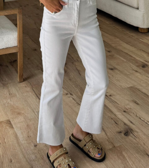 Anniston Flare Cropped Jeans | White