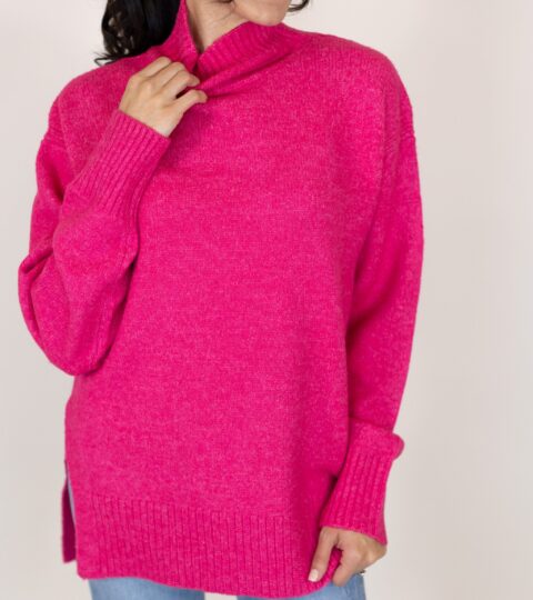 Bailey Turtleneck Sweater | Hot Pink