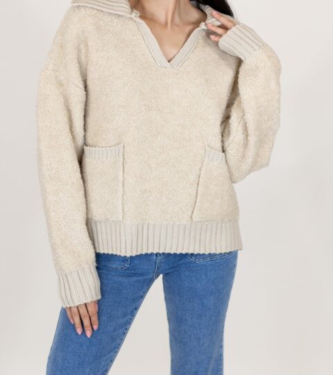 Haylee Fuzzy Polo Sweater