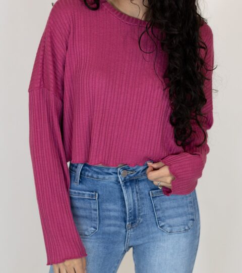 Lakelyn Ribbed Long Sleeve | Raspberry