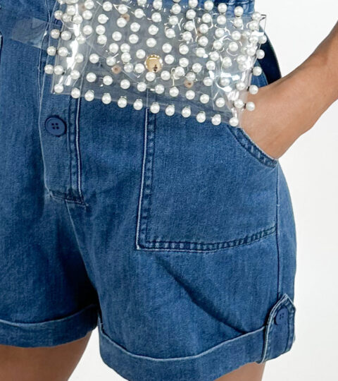 Pearl Studded Envelope Belt Bag