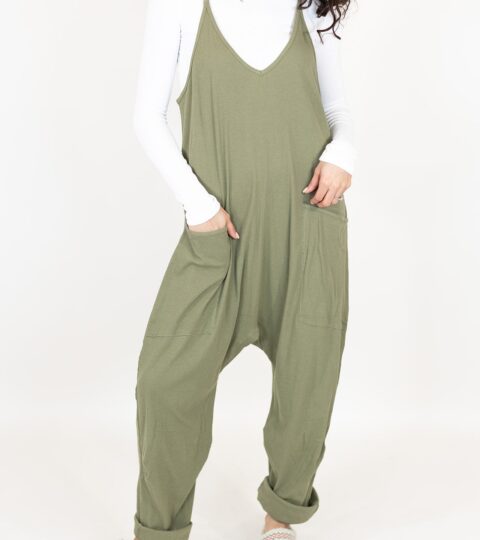 Casual Ribbed Jumpsuit | Olive | +Plus Available