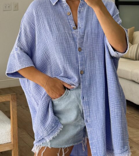 Pool Party Cotton Button-Down | Periwinkle