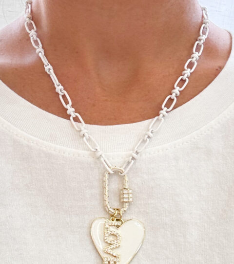 Linked In Love Necklace | White