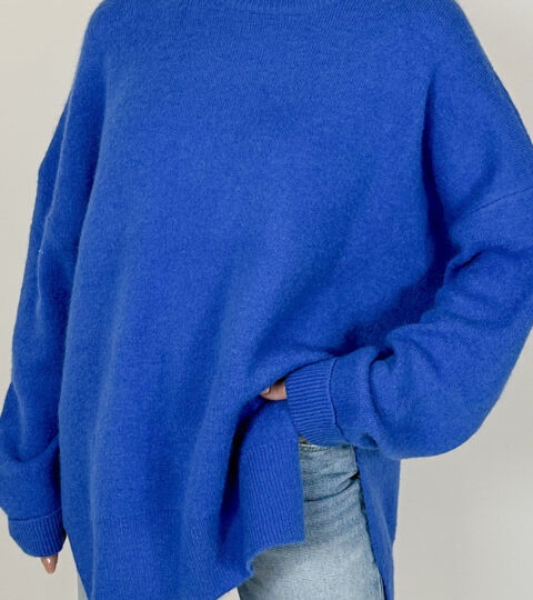 Solid Oversized Knit Sweater | Blue