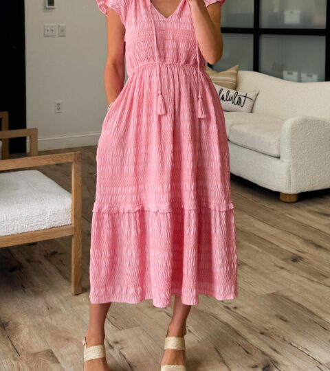 Wishing Well Midi Dress | Pink